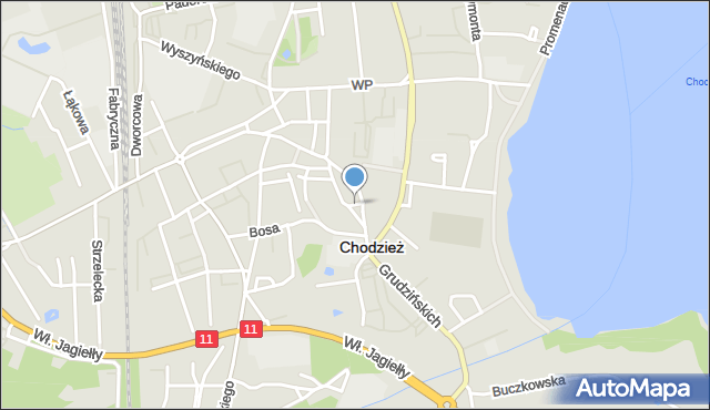 Chodzież, Kozia, mapa Chodzież