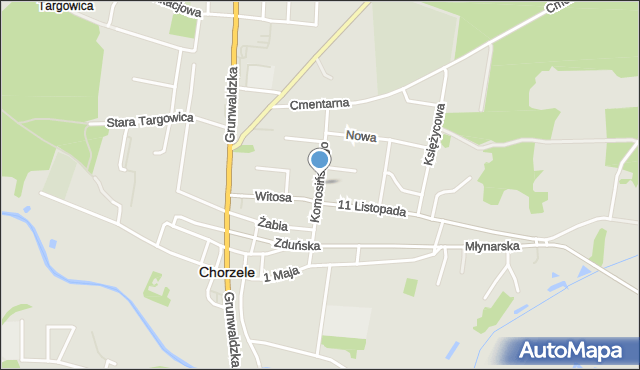 Chorzele powiat przasnyski, Komosińskiego Stanisława, mapa Chorzele powiat przasnyski