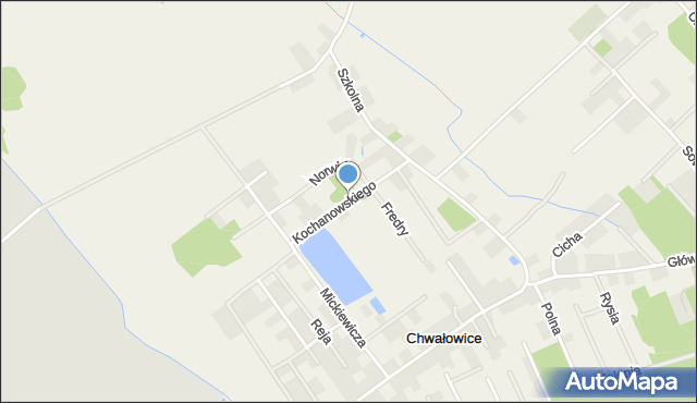 Chwałowice gmina Jelcz-Laskowice, Kochanowskiego Jana, mapa Chwałowice gmina Jelcz-Laskowice