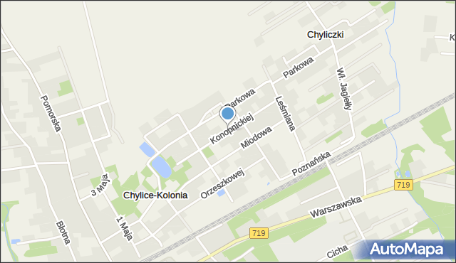 Chylice-Kolonia, Konopnickiej Marii, mapa Chylice-Kolonia