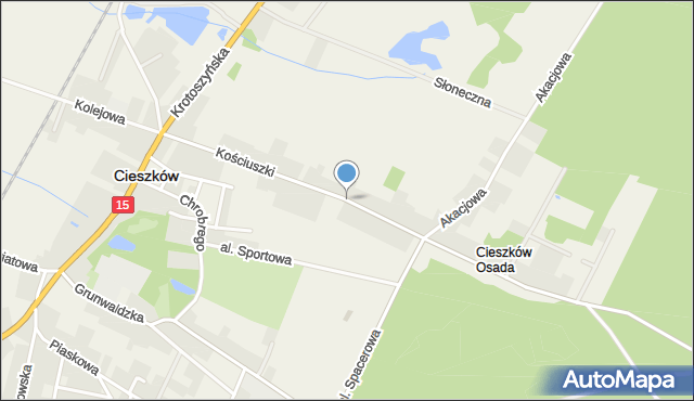 Cieszków, Kościuszki Tadeusza, gen., mapa Cieszków