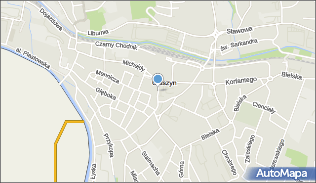 Cieszyn, Kochanowskiego Jana, mapa Cieszyna