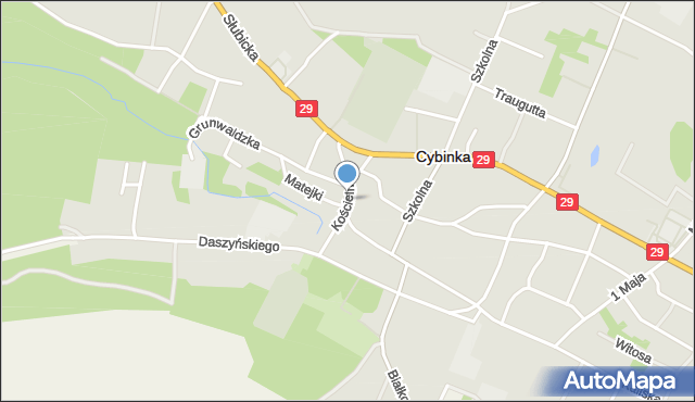 Cybinka, Kościelna, mapa Cybinka