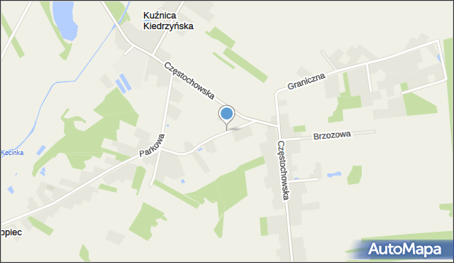 Czarny Las gmina Mykanów, Kopiecka, mapa Czarny Las gmina Mykanów