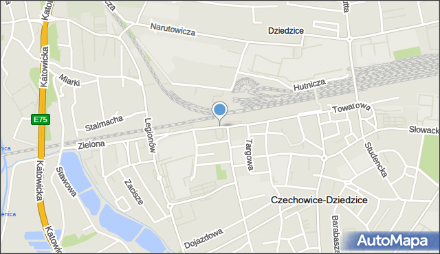 Czechowice-Dziedzice, Kolejowa, mapa Czechowic-Dziedzic