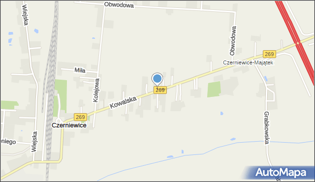 Czerniewice gmina Choceń, Kowalska, mapa Czerniewice gmina Choceń