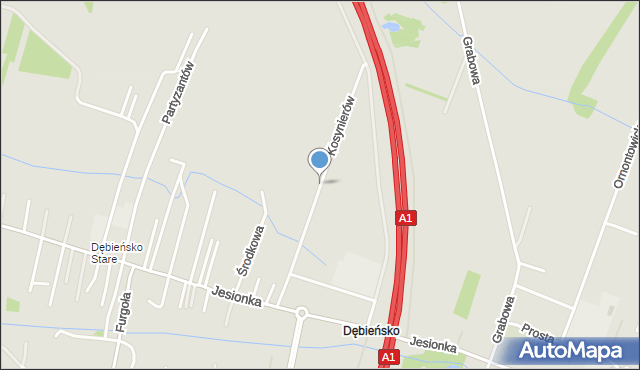 Czerwionka-Leszczyny, Kosynierów, mapa Czerwionka-Leszczyny