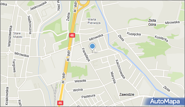 Częstochowa, Kopcowa, mapa Częstochowy