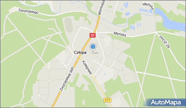 Człopa, Kościuszki Tadeusza, gen., mapa Człopa