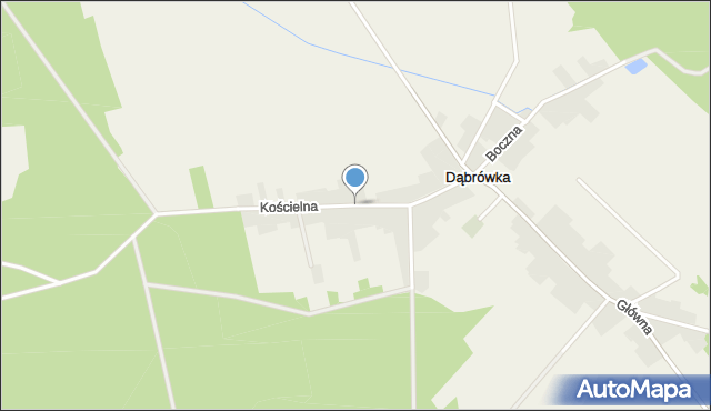 Dąbrówka gmina Wielowieś, Kościelna, mapa Dąbrówka gmina Wielowieś