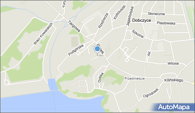 Dobczyce, Kościelna, mapa Dobczyce
