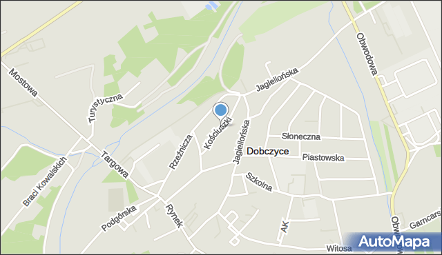 Dobczyce, Kościuszki Tadeusza, gen., mapa Dobczyce