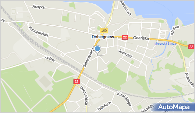 Dobiegniew powiat strzelecko-drezdenecki, Kościuszki Tadeusza, gen., mapa Dobiegniew powiat strzelecko-drezdenecki