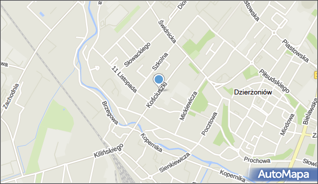 Dzierżoniów, Kościuszki Tadeusza, gen., mapa Dzierżoniów