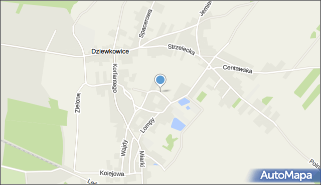 Dziewkowice, Kościelna, mapa Dziewkowice