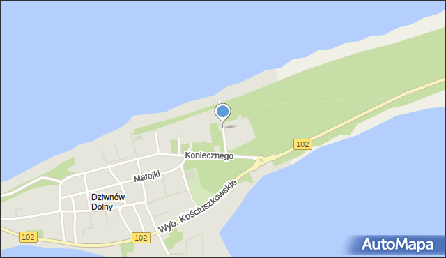 Dziwnów, Korzenna, mapa Dziwnów
