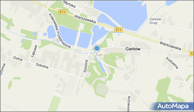 Garbów powiat lubelski, Kościelnisko, mapa Garbów powiat lubelski