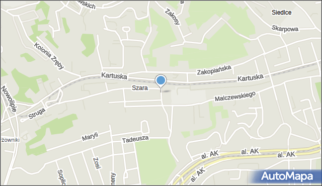 Gdańsk, Kościelna, mapa Gdańska