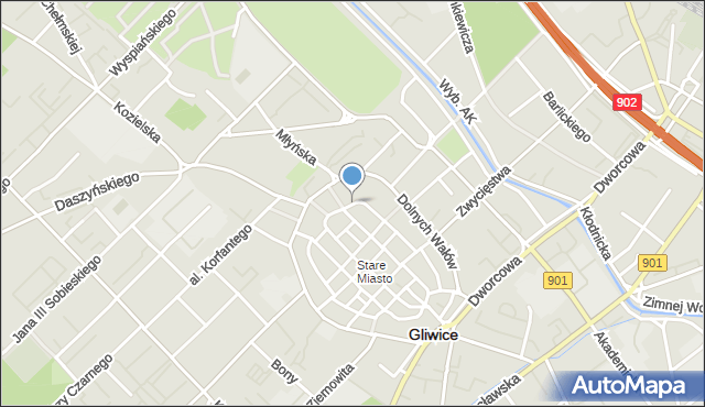 Gliwice, Kościelna, mapa Gliwic