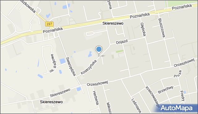 Gniezno, Kostrzyńska, mapa Gniezna