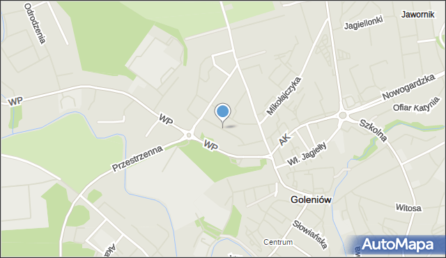 Goleniów, Kordeckiego Augustyna, ks., mapa Goleniów