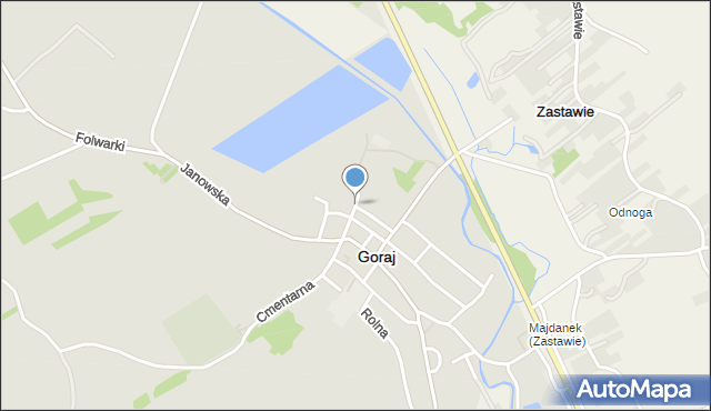Goraj powiat biłgorajski, Kościelna, mapa Goraj powiat biłgorajski