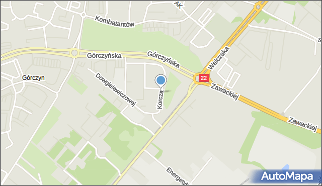 Gorzów Wielkopolski, Korcza Jana, mapa Gorzów Wielkopolski