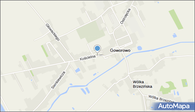 Goworowo powiat ostrołęcki, Kościelna, mapa Goworowo powiat ostrołęcki