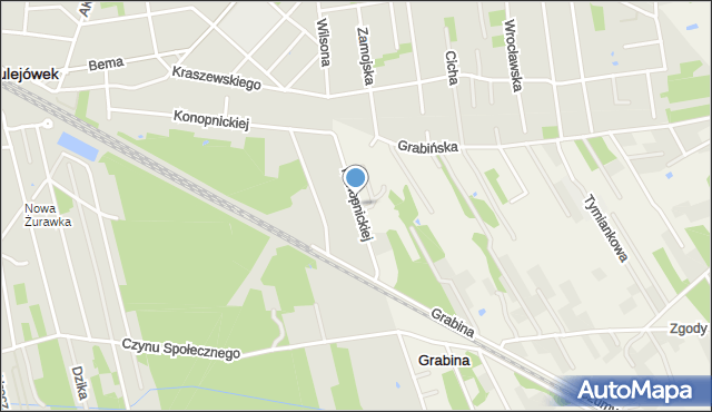 Grabina gmina Halinów, Konopnickiej Marii, mapa Grabina gmina Halinów