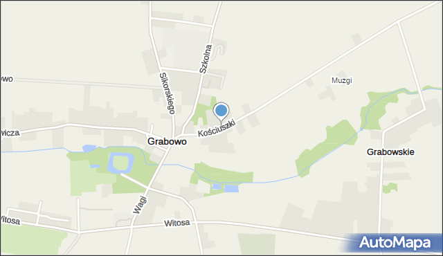 Grabowo powiat kolneński, Kościuszki Tadeusza, gen., mapa Grabowo powiat kolneński