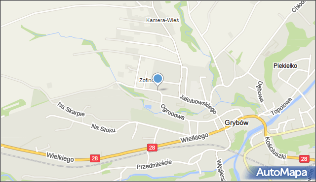 Grybów, Kochanowskiego Jana, mapa Grybów