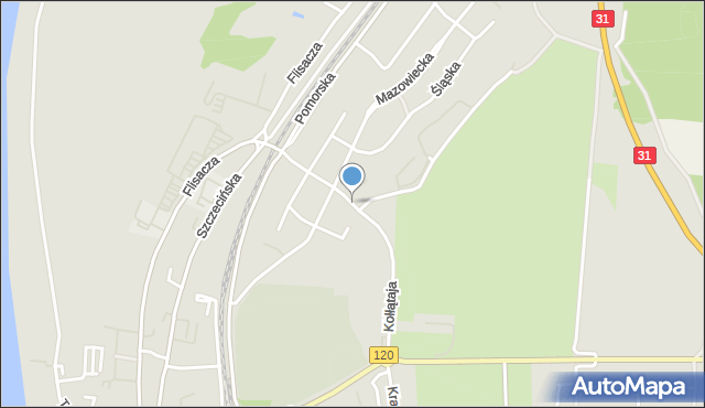 Gryfino, Kołłątaja Hugo, mapa Gryfino