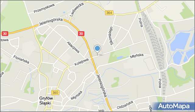 Gryfów Śląski, Kolejowa, mapa Gryfów Śląski