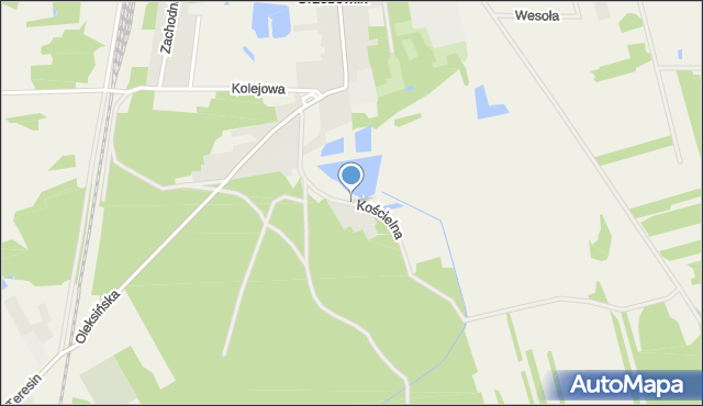 Grzebowilk gmina Siennica, Kościelna, mapa Grzebowilk gmina Siennica
