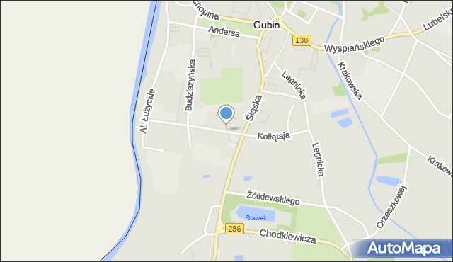 Gubin, Kołłątaja Hugo, mapa Gubin