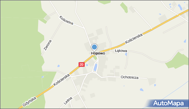 Hopowo, Kościerska, mapa Hopowo