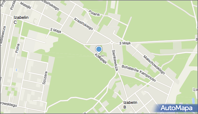 Izabelin B, Kołłątaja Hugo, mapa Izabelin B