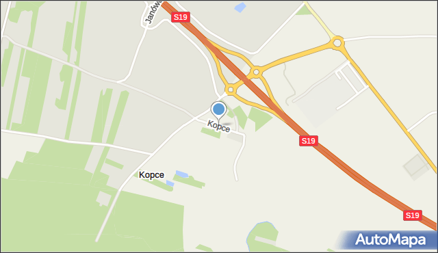 Janinów gmina Dubiecko, Kopek, mapa Janinów gmina Dubiecko