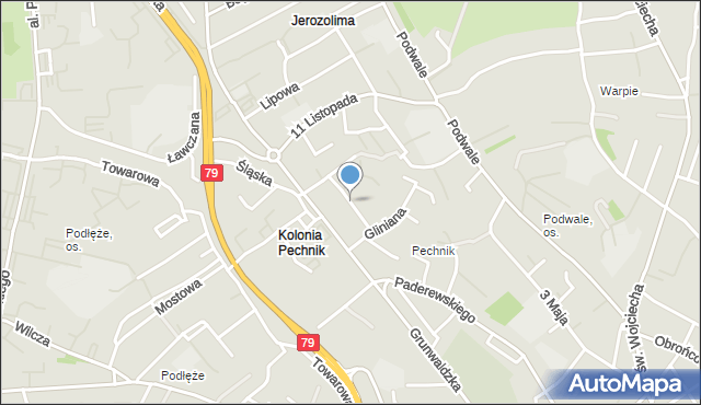 Jaworzno, Kochanowskiego Jana, mapa Jaworzno