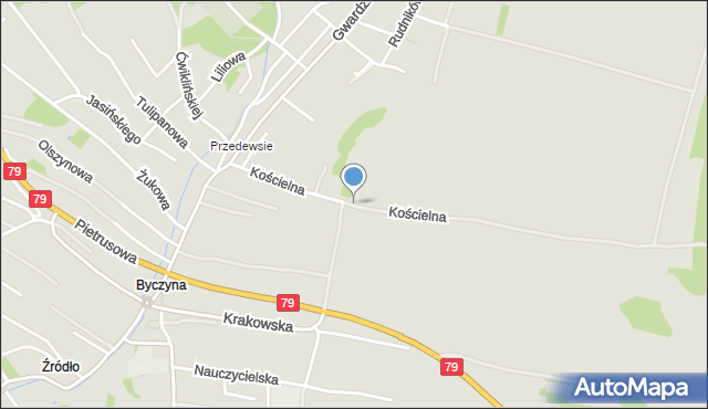 Jaworzno, Kościelna, mapa Jaworzno