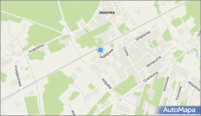 Jesionka gmina Wiskitki, Kolejowa, mapa Jesionka gmina Wiskitki