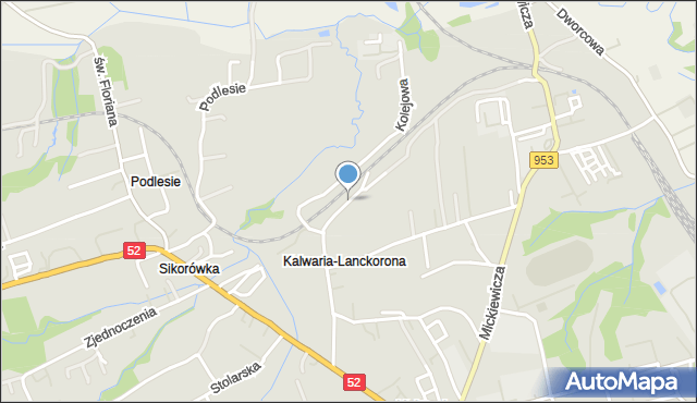 Kalwaria Zebrzydowska, Kolejowa, mapa Kalwaria Zebrzydowska