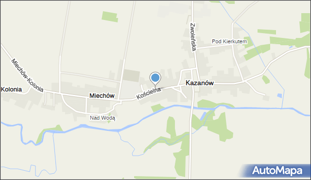 Kazanów powiat zwoleński, Kościelna, mapa Kazanów powiat zwoleński