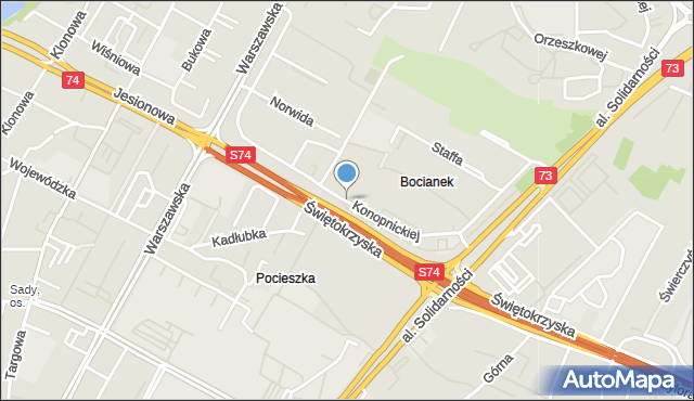 Kielce, Konopnickiej Marii, mapa Kielc