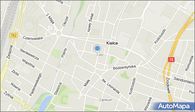Kielce, Kozia, mapa Kielc