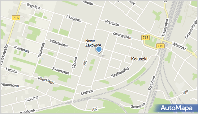 Koluszki, Komuny Paryskiej, mapa Koluszki