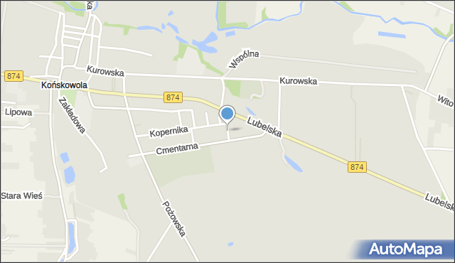 Końskowola, Kościuszki Tadeusza, gen., mapa Końskowola