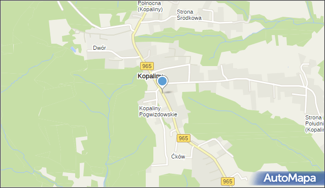 Kopaliny gmina Nowy Wiśnicz, Kopaliny, mapa Kopaliny gmina Nowy Wiśnicz