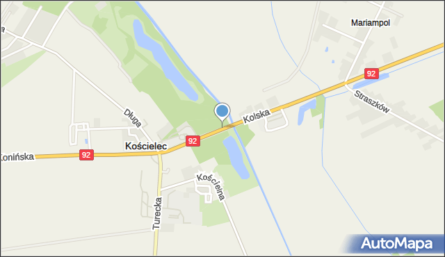 Kościelec powiat kolski, Kolska, mapa Kościelec powiat kolski