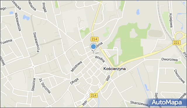 Kościerzyna, Kowalska, mapa Kościerzyna
